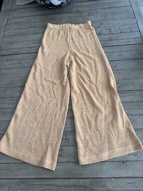 Cult Gaia Crop Knit Linen Blend Pants Light Camel Size XS
